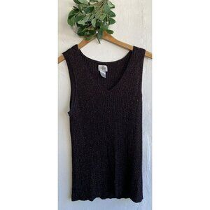 COPY - Chico's Ribbed Tank Top Size 3/XL Black Gold Metallic V-Neck Sweater